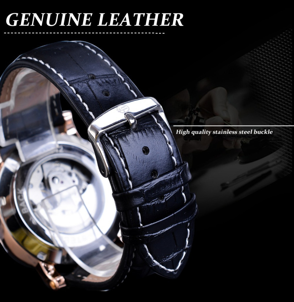 Чоловічий годинник механічний Forsining black + gold