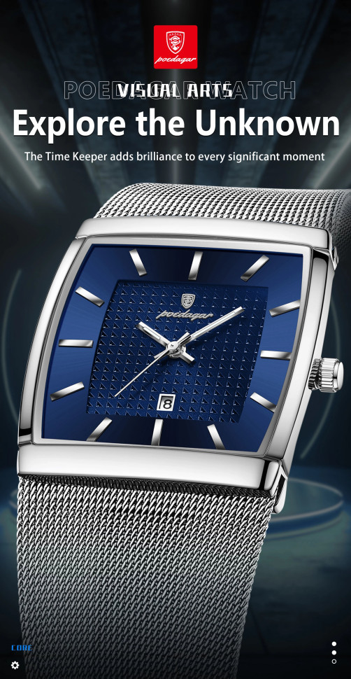 Чоловічий годинник Poedagar silver + blue
