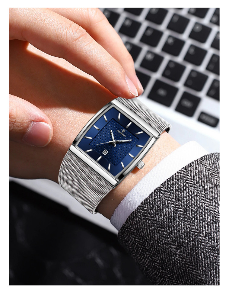 Чоловічий годинник Poedagar silver + blue