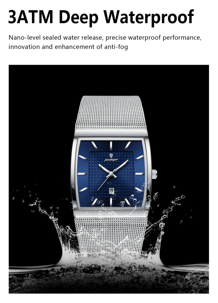 Чоловічий годинник Poedagar silver + blue