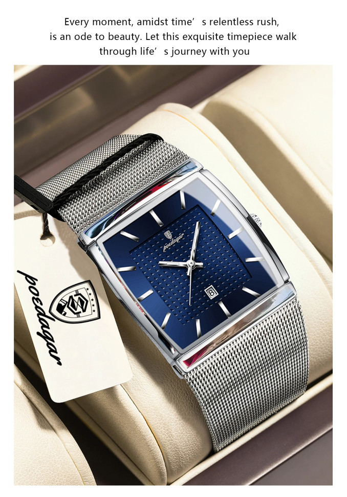 Чоловічий годинник Poedagar silver + blue