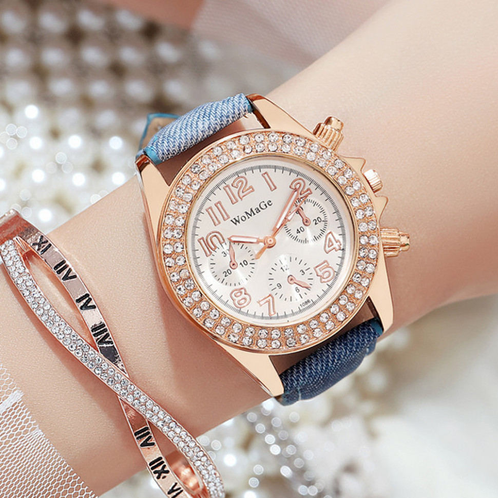 Жіночий годинник WOMAGE blue jeans