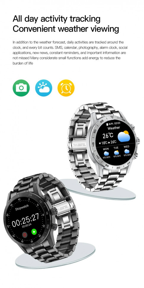 Смарт-годинник Smart Device 93 black steel, 3 ремінці