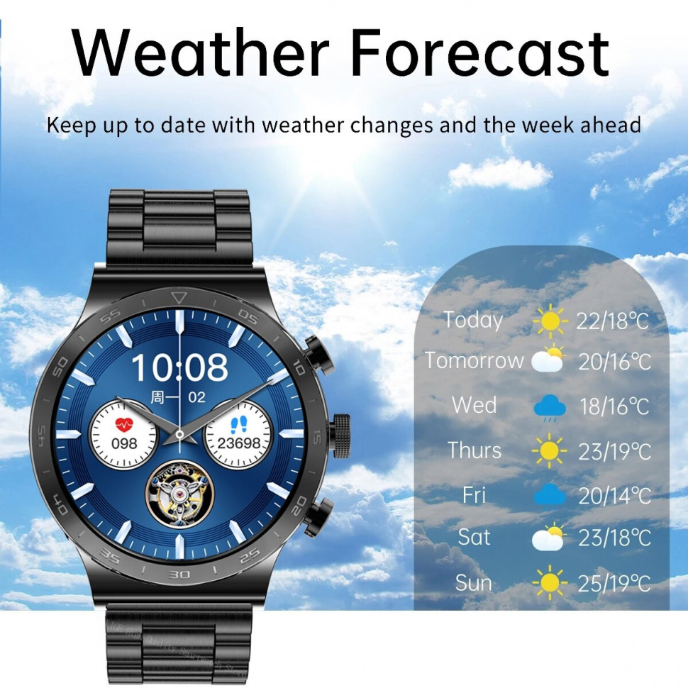 Смарт-годинник Smart Device 93 black steel, 3 ремінці