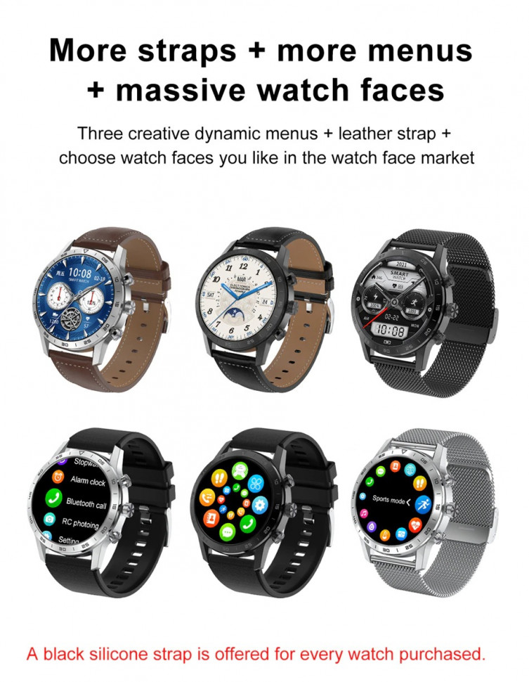 Смарт-годинник Smart Device 93 black steel, 3 ремінці
