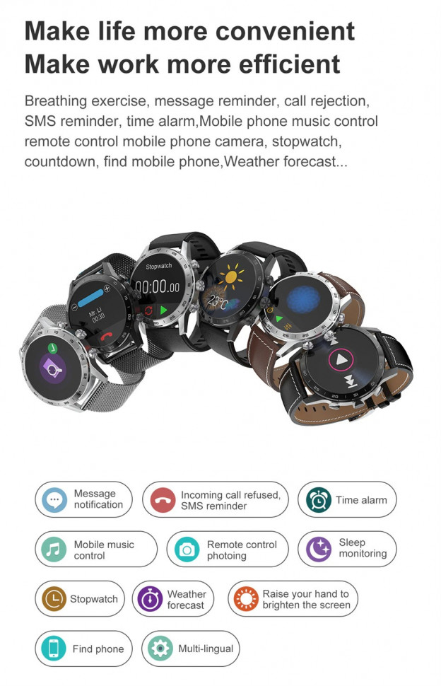Смарт-годинник Smart Device 93 black steel, 3 ремінці