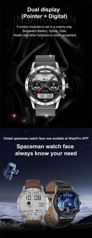 Смарт-годинник Smart Device 93 black steel, 3 ремінці