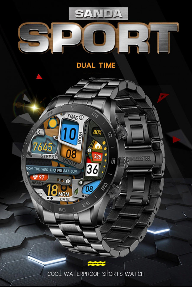 Смарт-годинник Smart Device 93 black steel, 3 ремінці