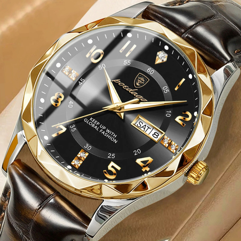 Чоловічий годинник Poedagar gold + silver