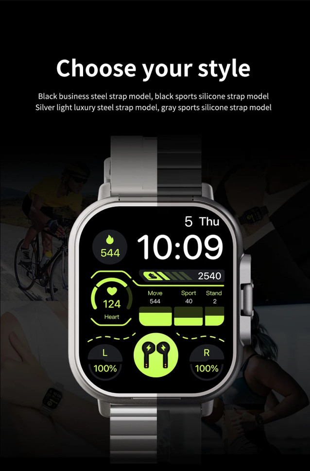 Смарт-годинник з навушниками Smart Device 2в1, 2 ремінці