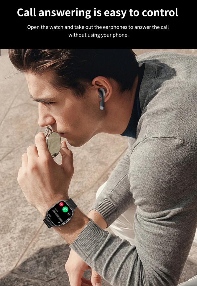 Смарт-годинник з навушниками Smart Device 2в1, 2 ремінці