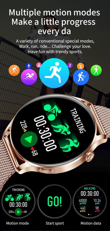 Смарт-годинник Smart Device 102 gold steel