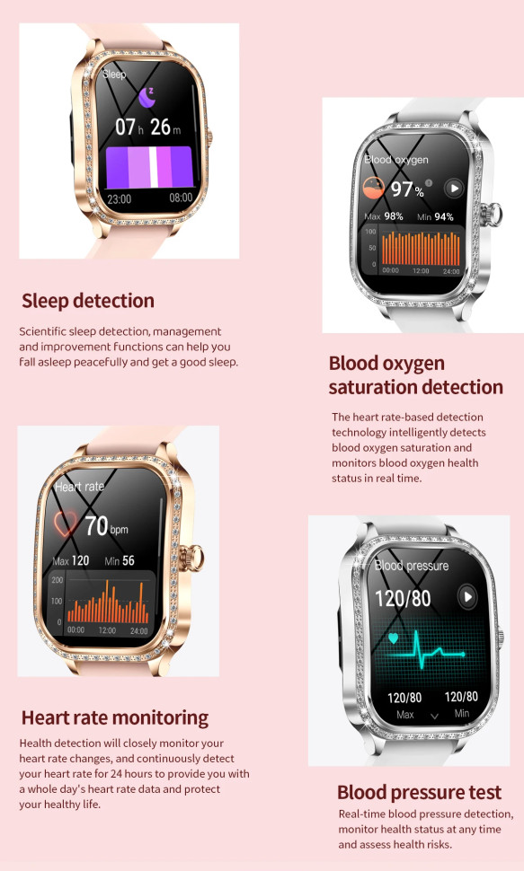 Смарт-годинник Women's Smart Device 19 gold steel, 2 ремінці 