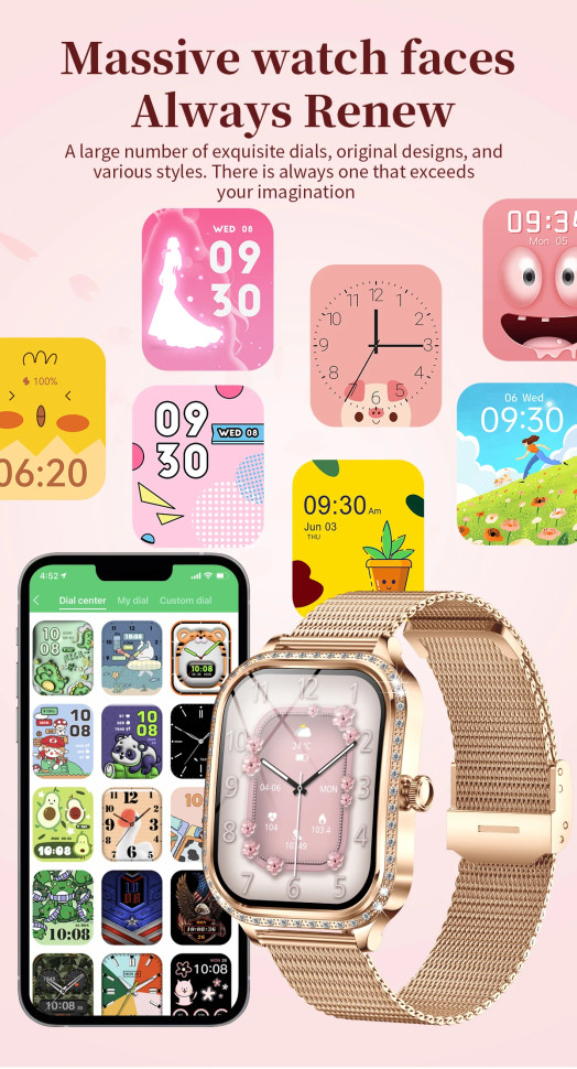 Смарт-годинник Women's Smart Device 19 gold steel, 2 ремінці 