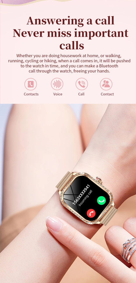 Смарт-годинник Women's Smart Device 19 gold steel, 2 ремінці 
