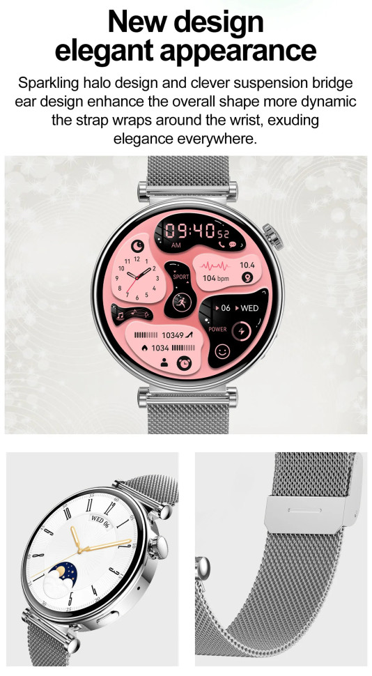 Смарт-годинник Women's Smart Device 20 gold steel, 2 ремінці 