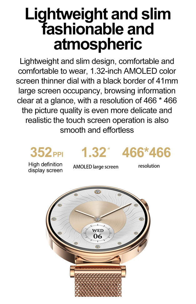 Смарт-годинник Women's Smart Device 20 gold steel, 2 ремінці 
