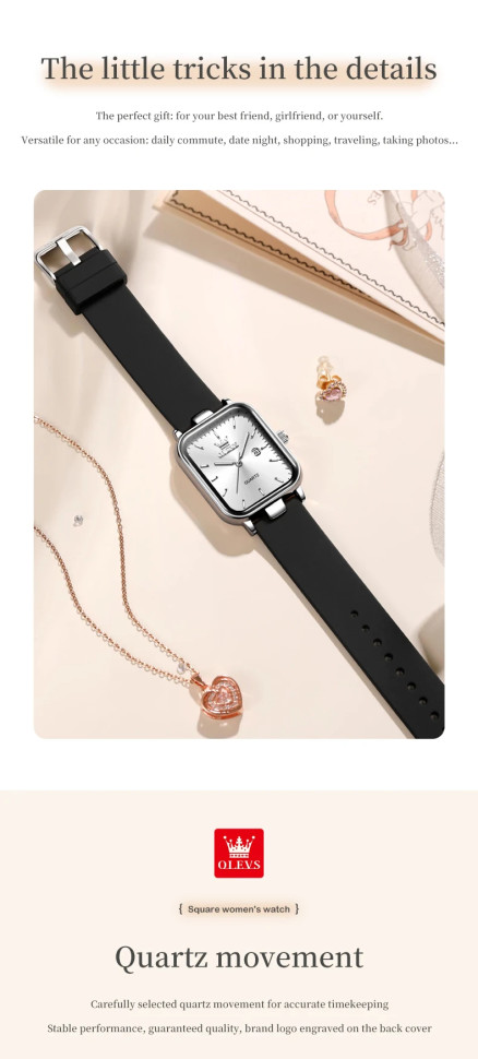 Жіночий годинник OLEVS silver+black