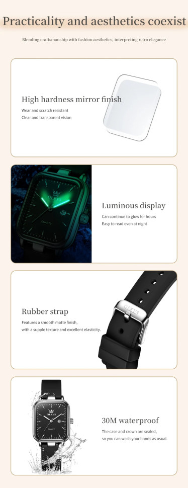 Жіночий годинник OLEVS silver+black