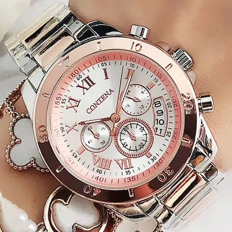 Жіночий годинник Contena silver + gold