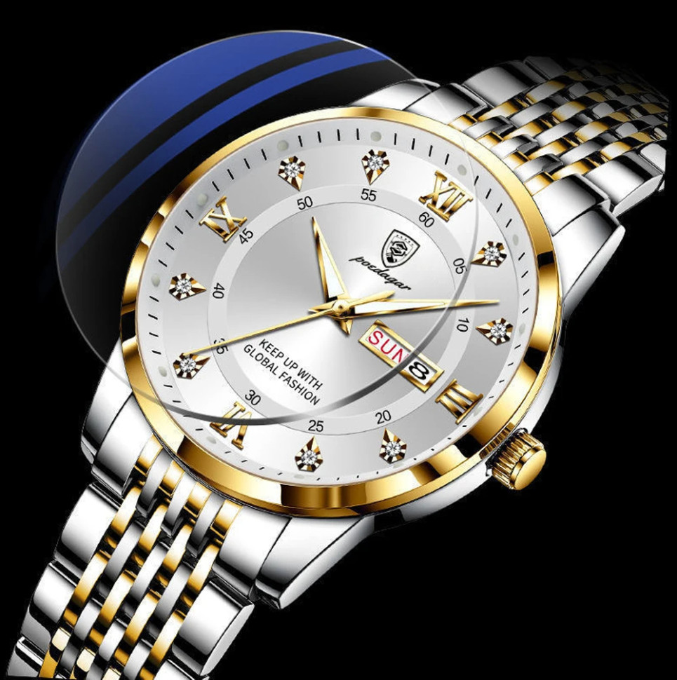 Чоловічий годинник Poedagar gold+silver