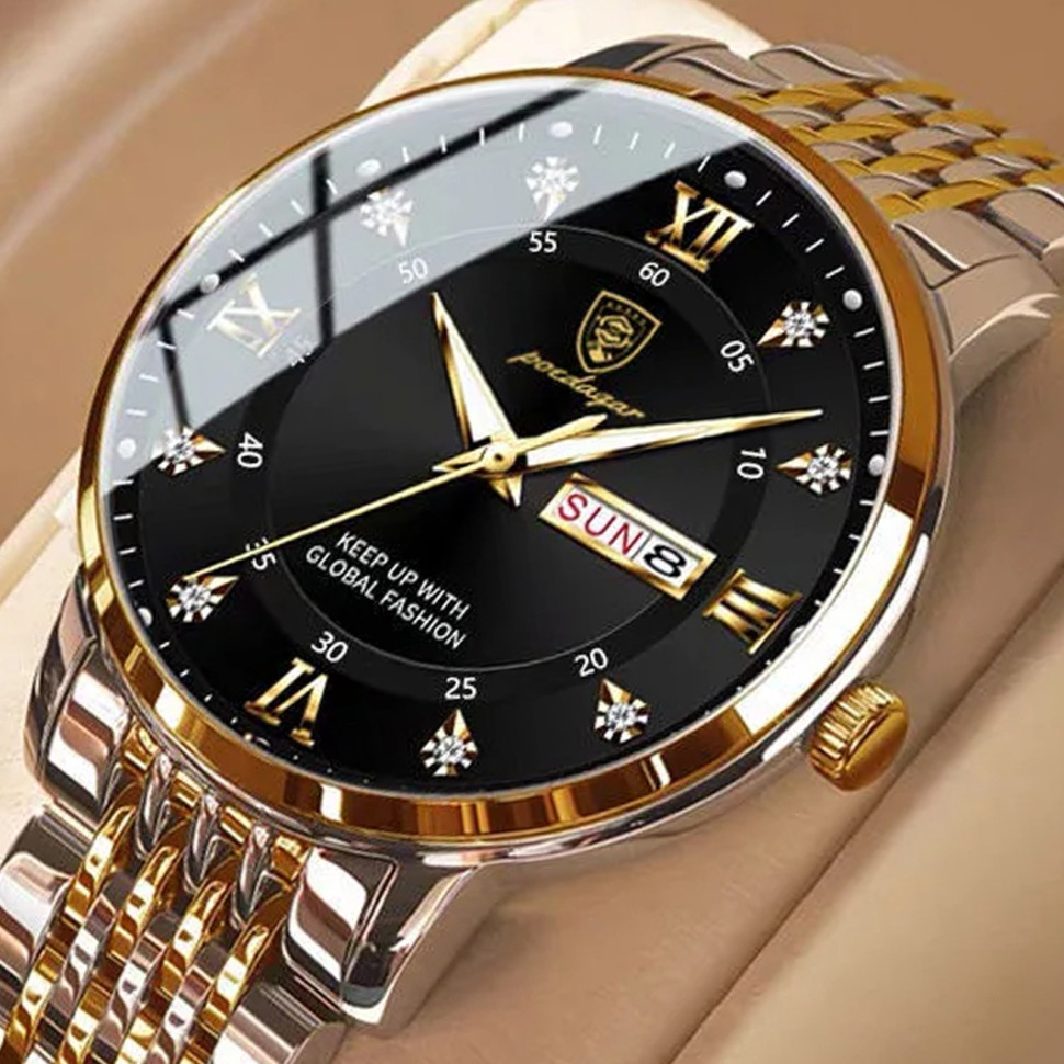Чоловічий годинник Poedagar gold+silver
