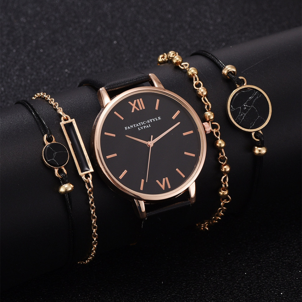 Жіночий годинник + браслет Lupai black