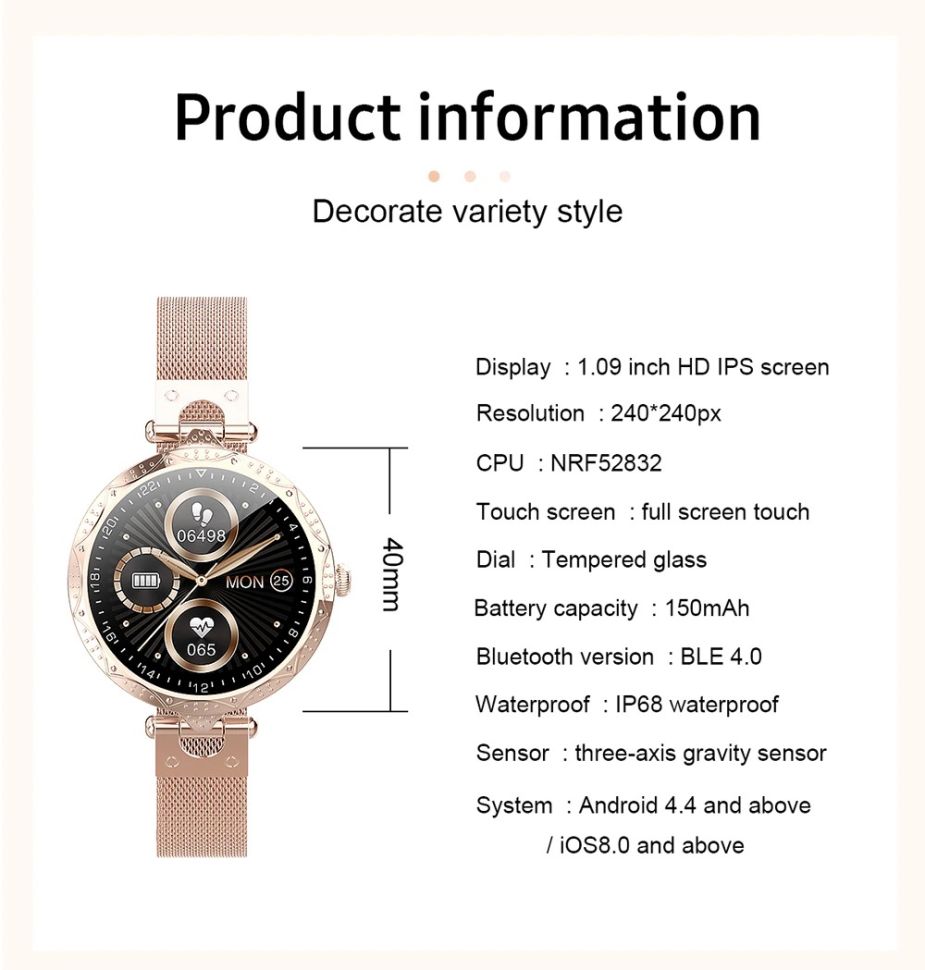 Смарт-годинник Women's Smart Device 9 silver milanese loop 
