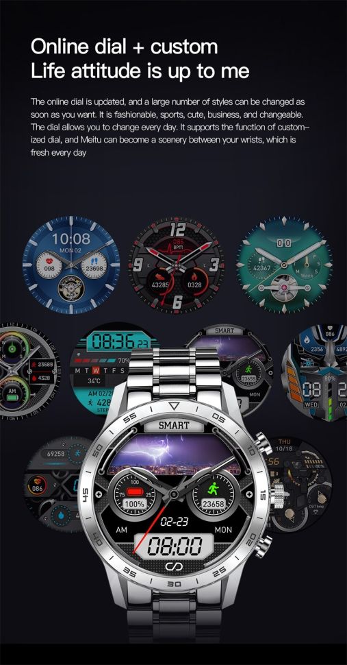Смарт-годинник Smart Device 93 silver steel, 3 ремінці