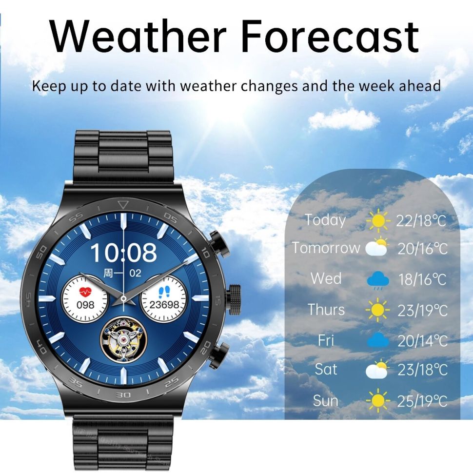 Смарт-годинник Smart Device 93 silver steel, 3 ремінці