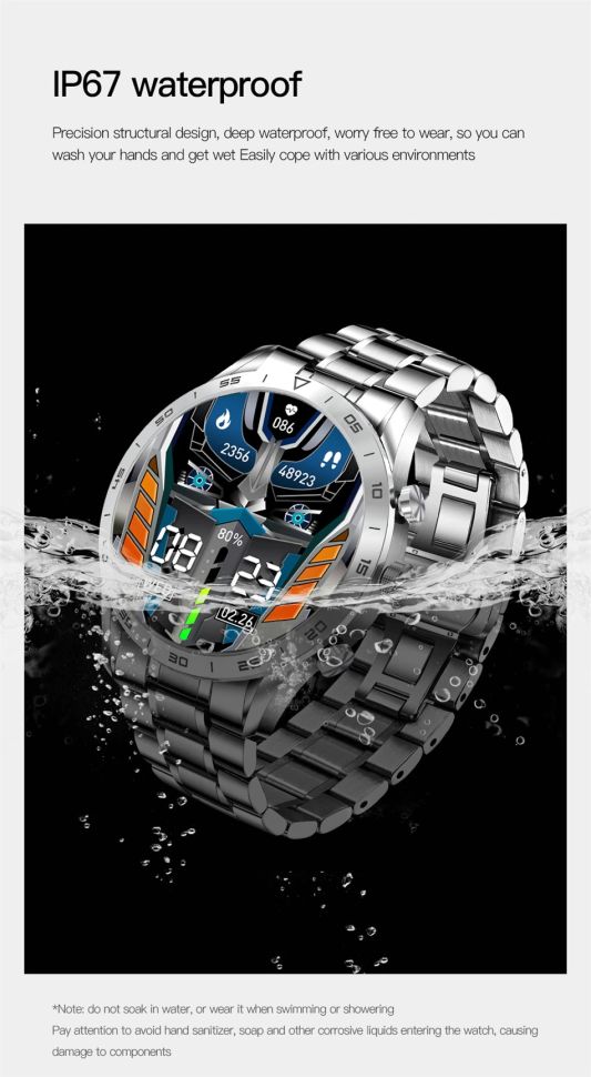 Смарт-годинник Smart Device 93 silver steel, 3 ремінці