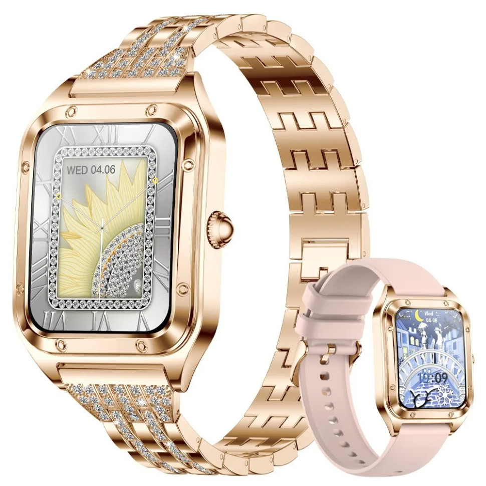 Смарт-годинник Women's Smart Device 18 gold steel, 2 ремінці