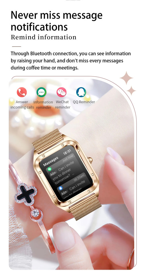 Смарт-годинник Women's Smart Device 18 gold steel, 2 ремінці
