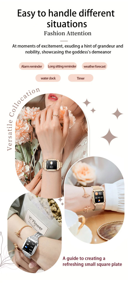 Смарт-годинник Women's Smart Device 18 gold steel, 2 ремінці