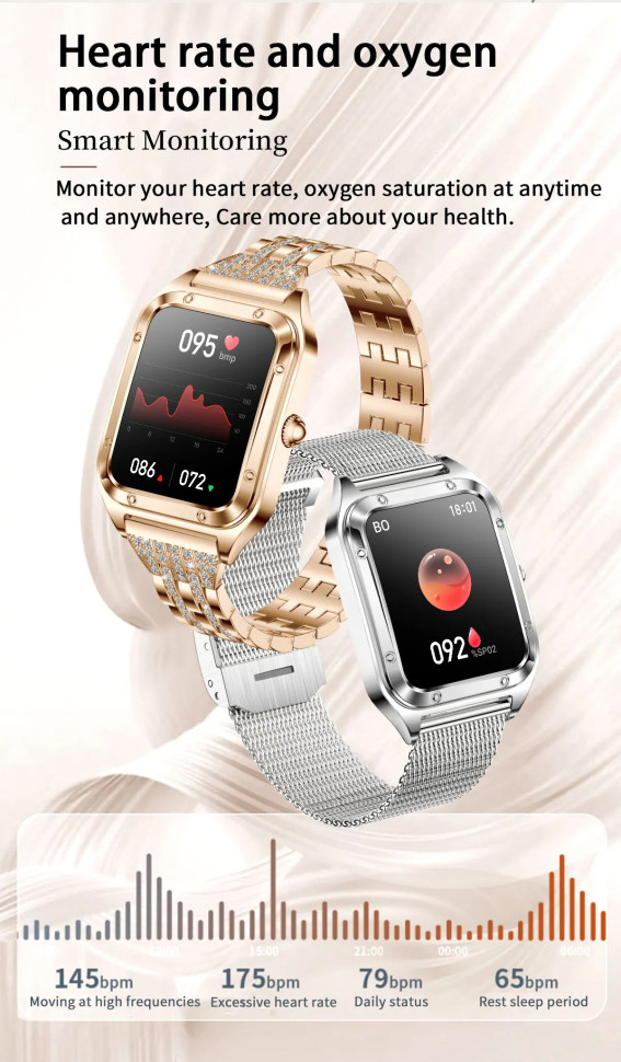 Смарт-годинник Women's Smart Device 18 gold steel, 2 ремінці