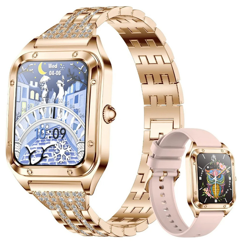 Смарт-годинник Women's Smart Device 18 gold steel, 2 ремінці