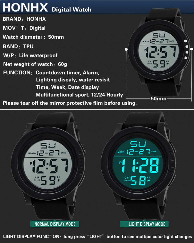 Чоловічий годинник HONHX black