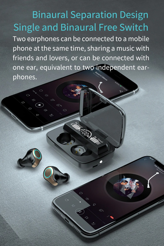 Навушники Bluetooth Air Music + Power Bank 66 black 