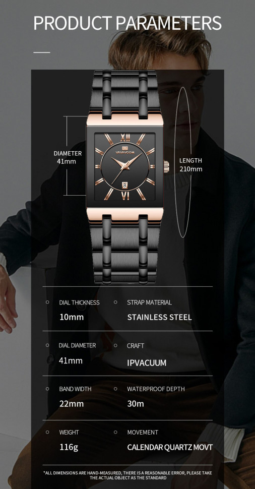 Чоловічий годинник VAVA VOOM black+gold