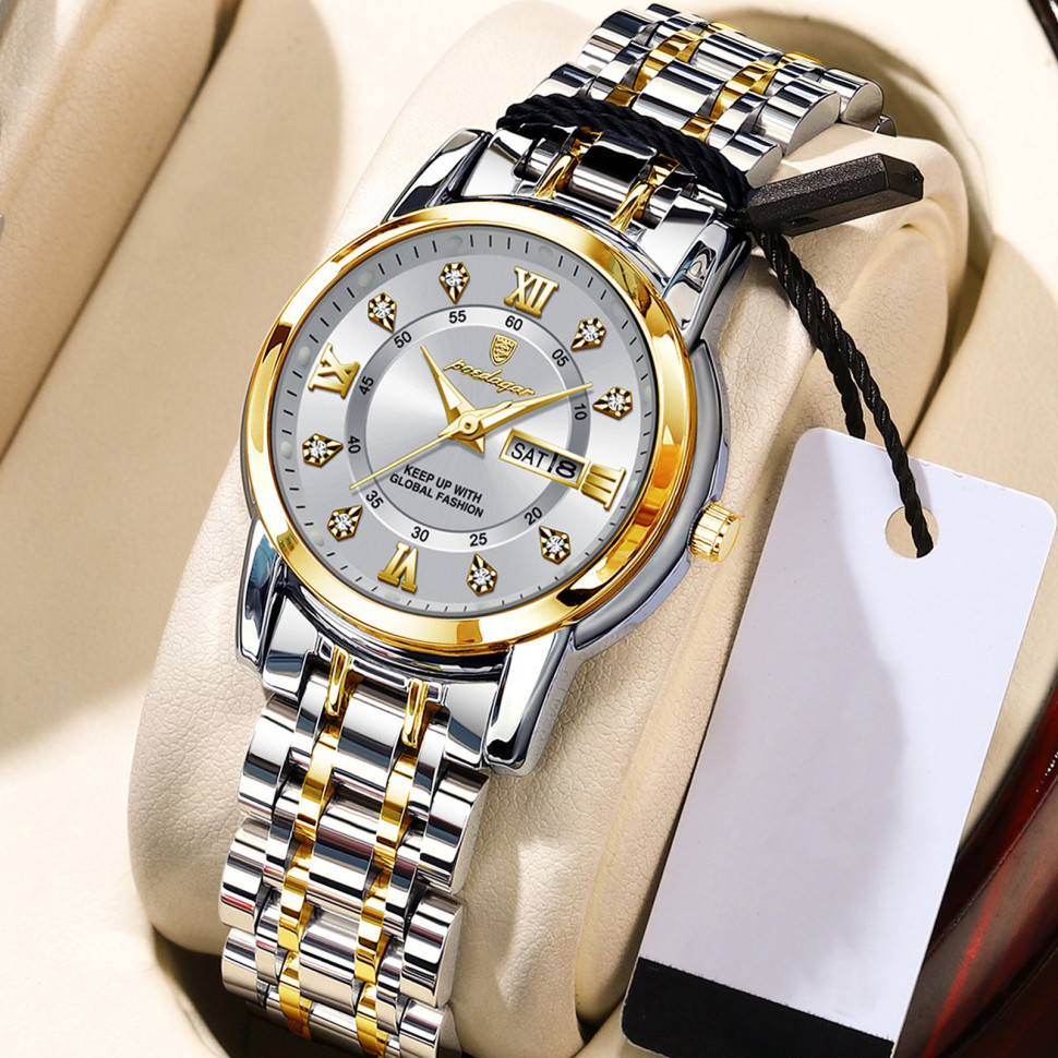 Жіночий годинник POEDAGAR silver+gold