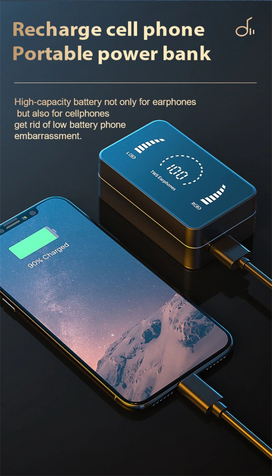 Навушники Bluetooth Air Music + Power Bank 78 Black