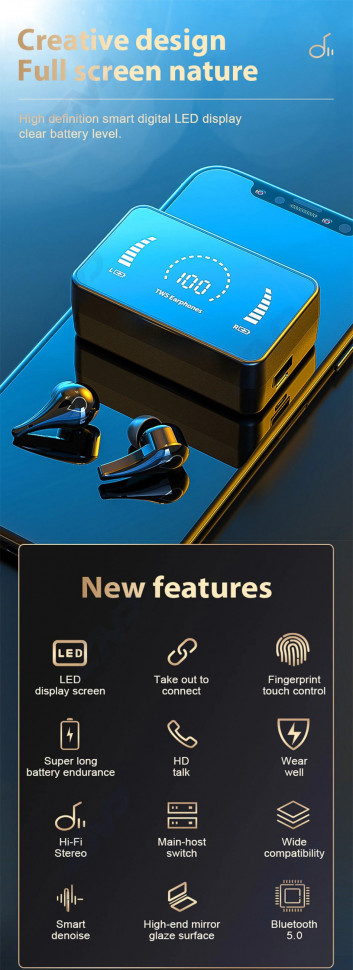 Навушники Bluetooth Air Music + Power Bank 78 Black