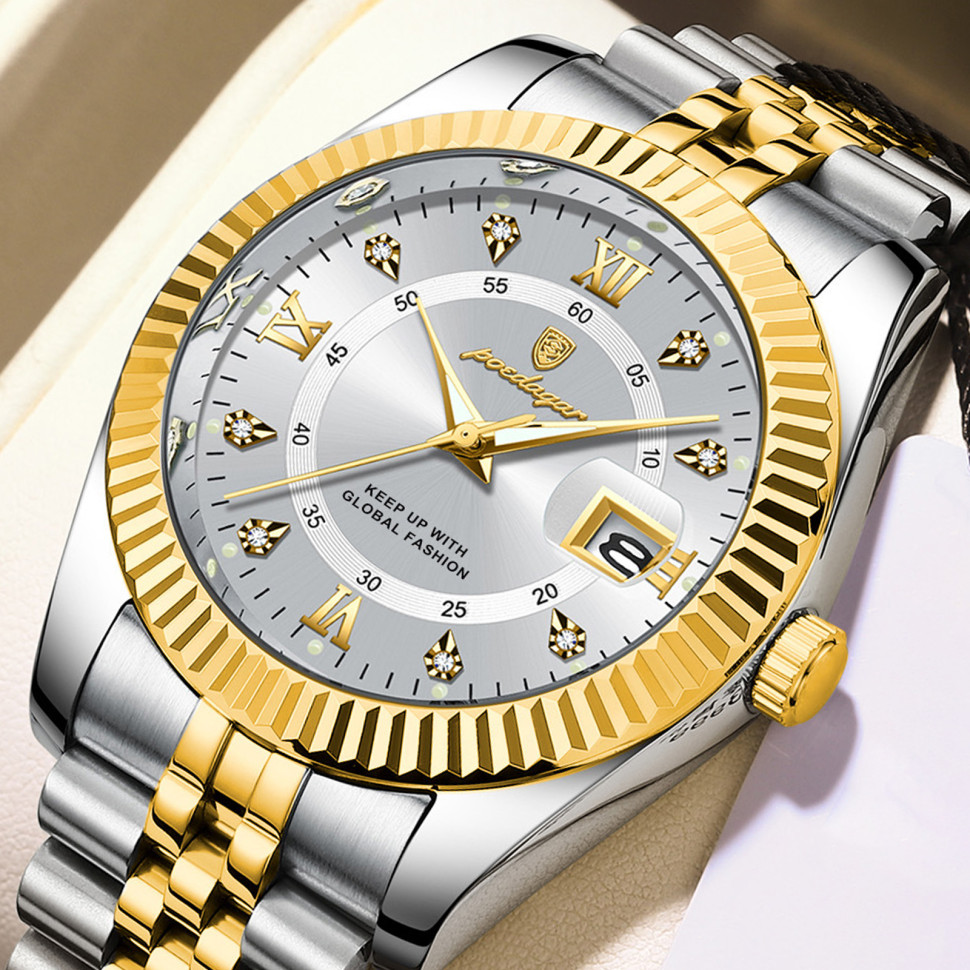 Чоловічий годинник Poedagar gold + silver