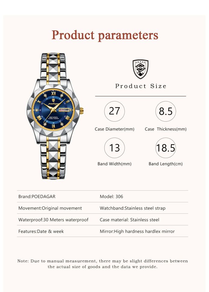 Жіночий годинник POEDAGAR silver + gold