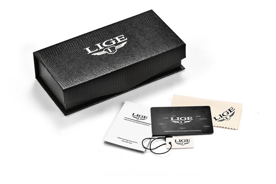 Чоловічий годинник LIGE silver+black