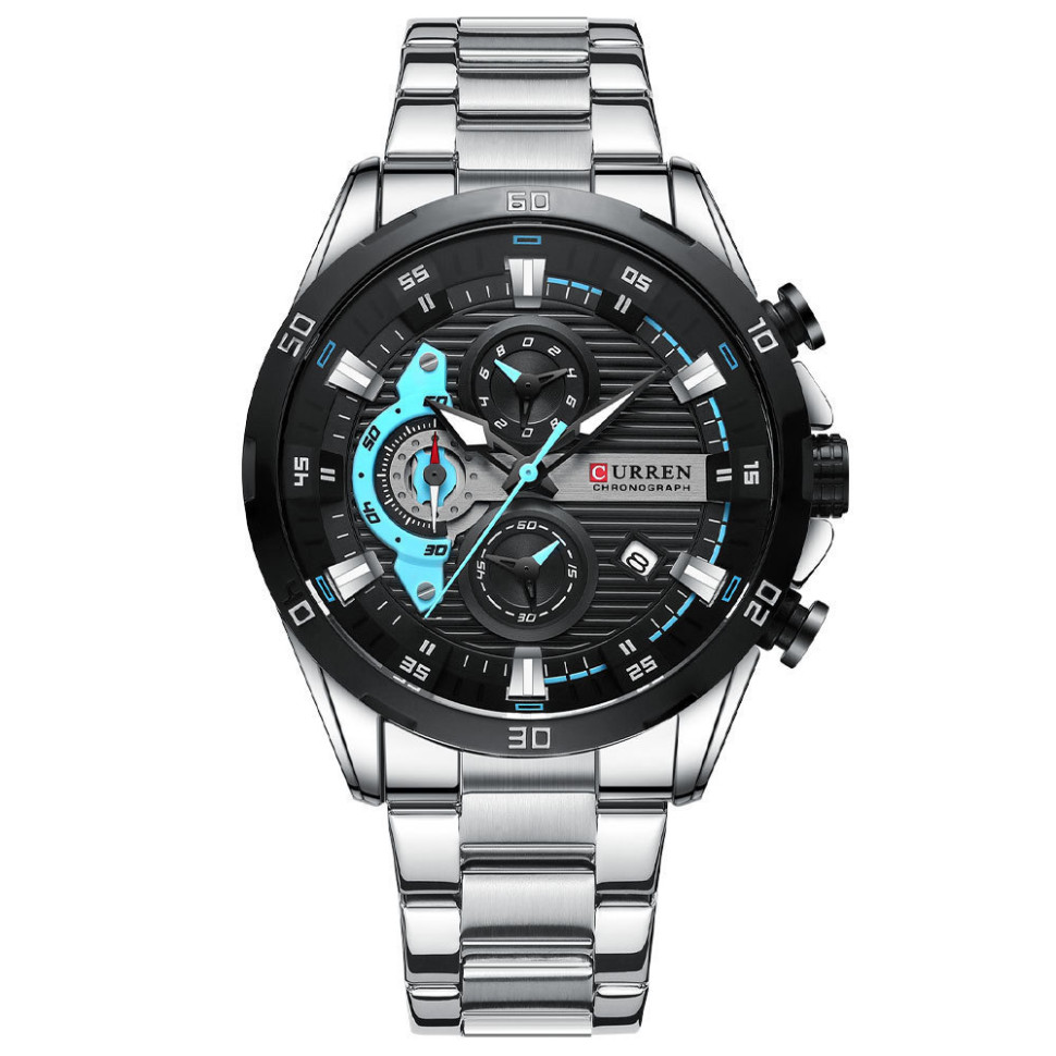 Чоловічий годинник Curren silver + black