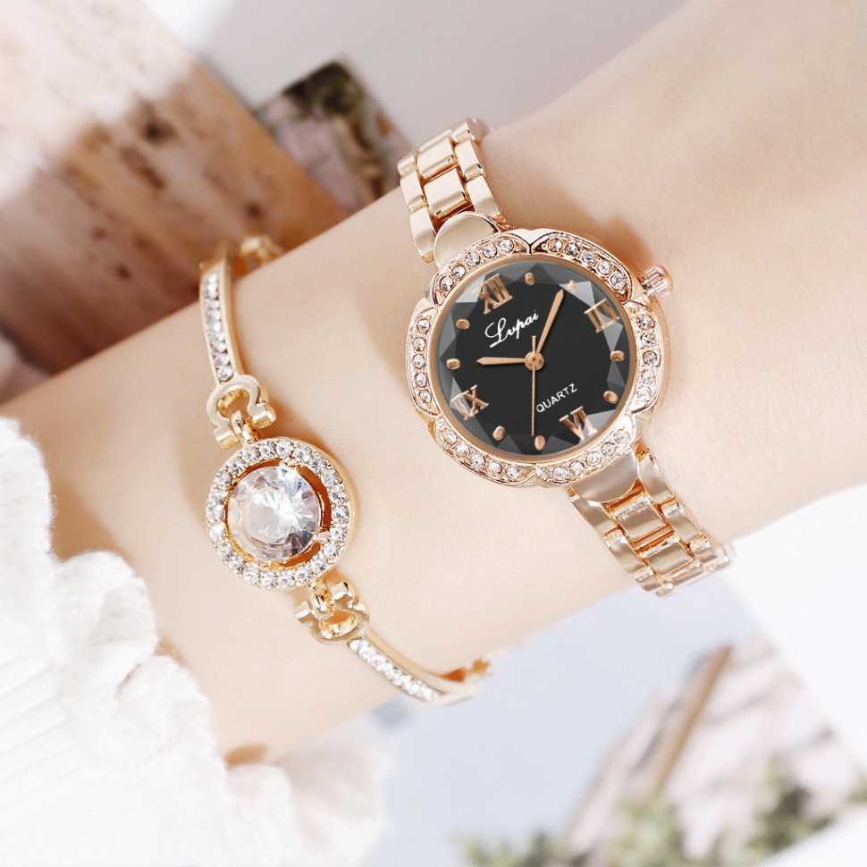 Жіночий годинник Lupai gold+black