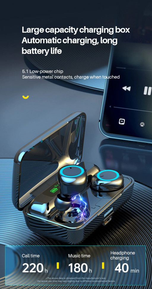 Навушники Bluetooth Air Music + Power Bank 80 black  