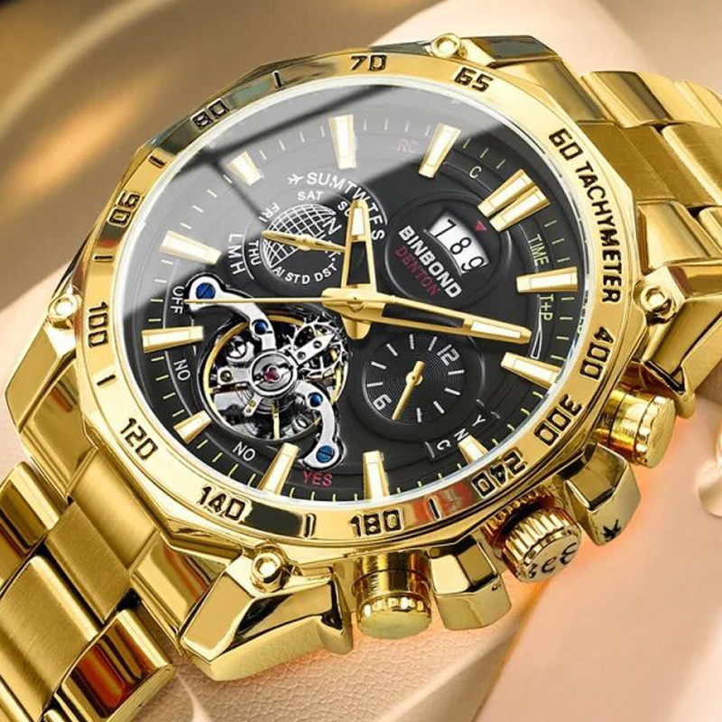 Чоловічий годинник BINBOND gold 