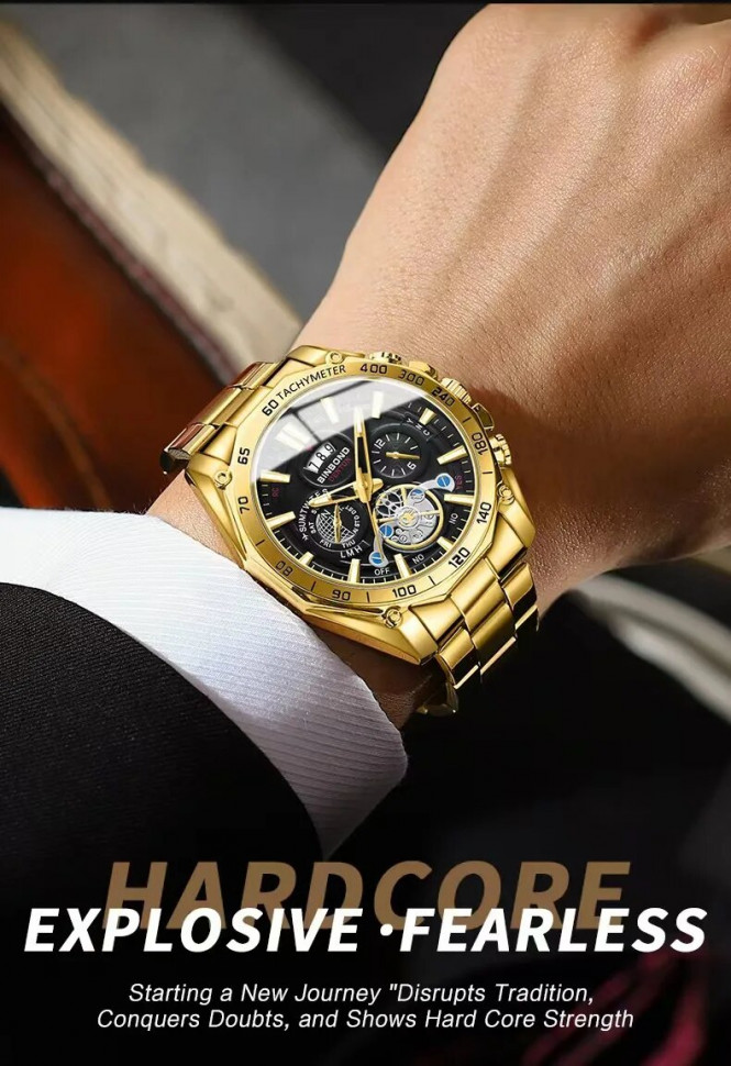 Чоловічий годинник BINBOND gold 